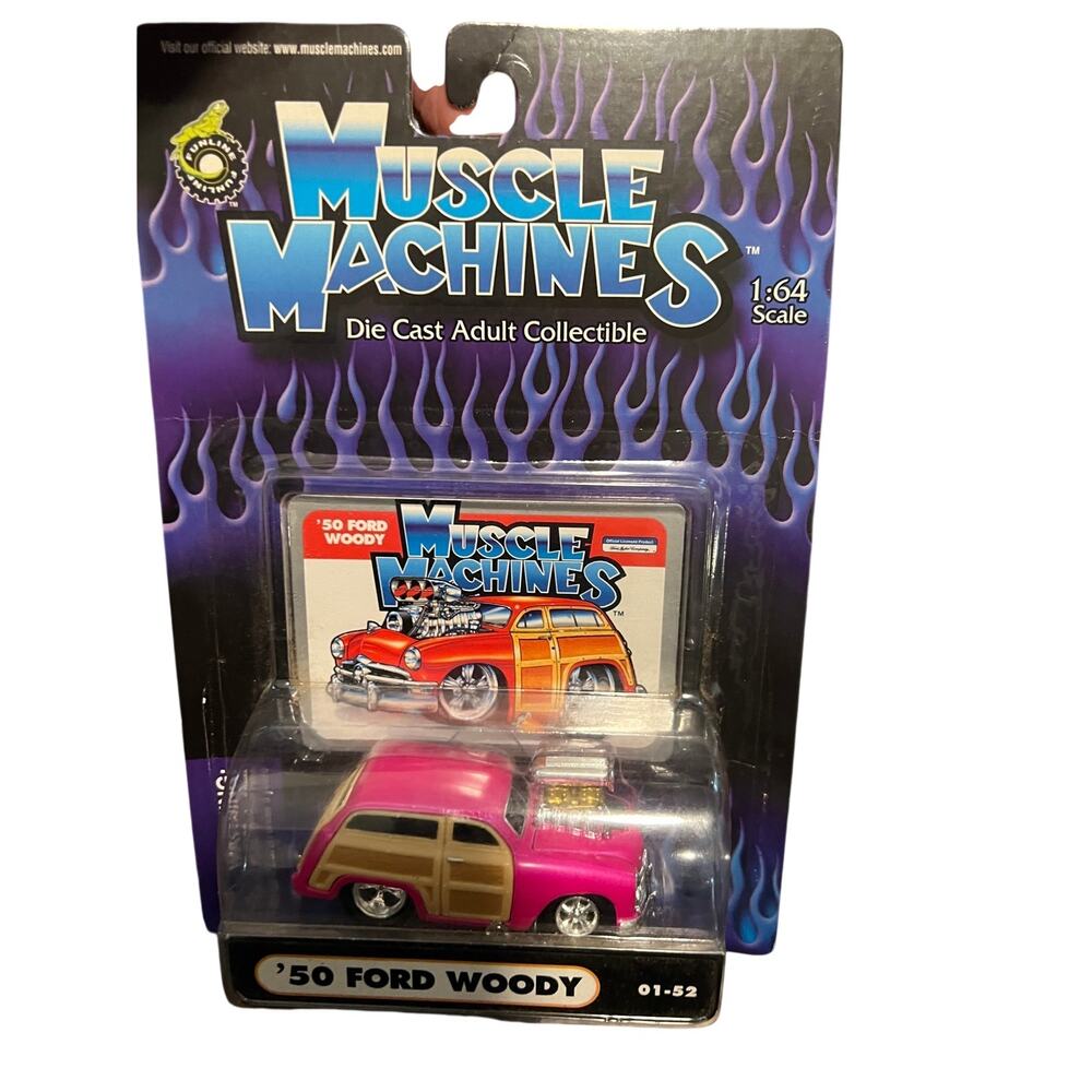 Muscle Machines 1950 Ford Woody Pink Die Cast Car 1:64